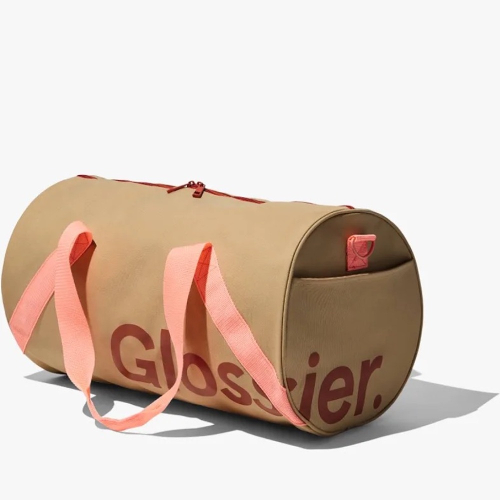 Glossier Beige and Pink Travel Bag